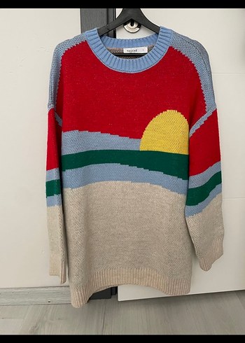 Renkli Örgü Kadın Triko Kazak- TOUCHE - Görsel 2