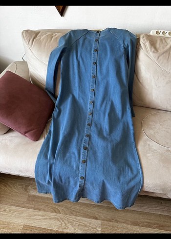 Uzun Denim Elbise- Kevser Sarıoğlu - Görsel 3