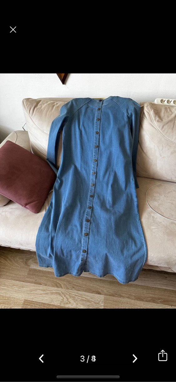 Uzun Denim Elbise- Kevser Sarıoğlu - Görsel 3