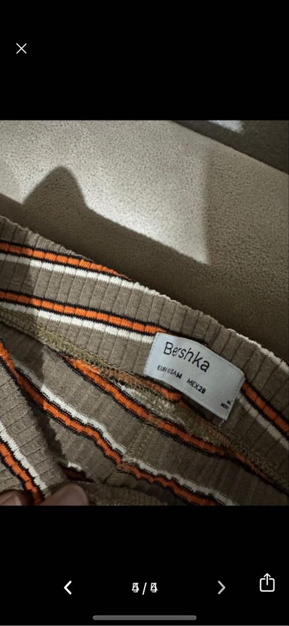 Kadın Retro Çizgili Pilili Kumaş Pantolon- BERSHKA - Görsel 3