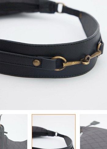 Siyah Kemerli Kadın Omuz Çantası- MANUKA - Görsel 2