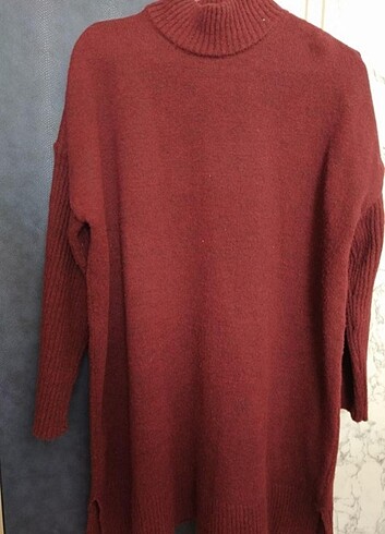 Bordo triko tunik elbise 