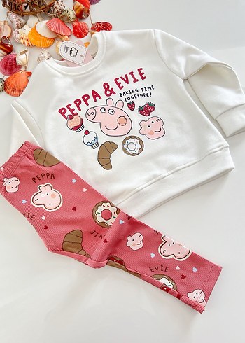 Baskılı Pembe Örme Bebek Kız Takımı