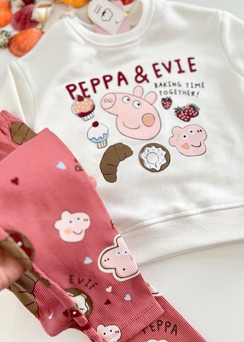 Diğer Baskılı Pembe Örme Bebek Kız Takımı