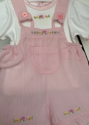 Nakışlı Fırfırlı Pembe Bebek Tulumu - Görsel 2