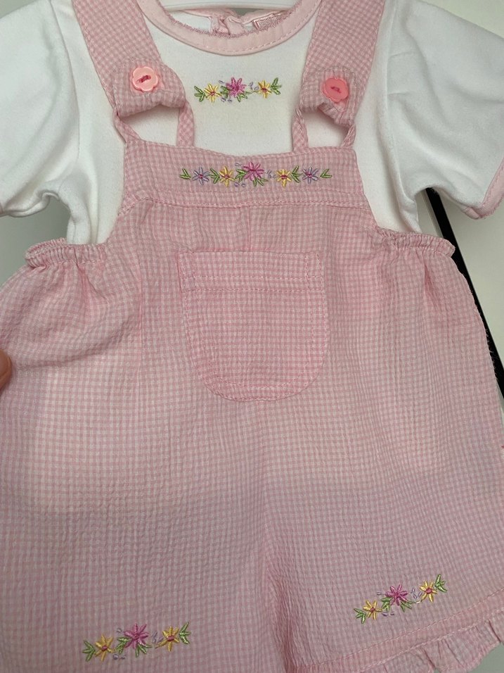 Nakışlı Fırfırlı Pembe Bebek Tulumu - Görsel 2