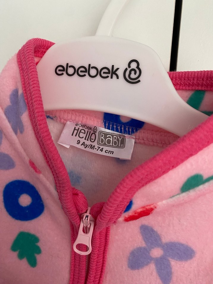 Renkli Desenli Kız bebek  Polar Ceket 9 ay - Görsel 3