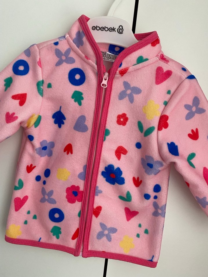 Renkli Desenli Kız bebek  Polar Ceket 9 ay - Görsel 2