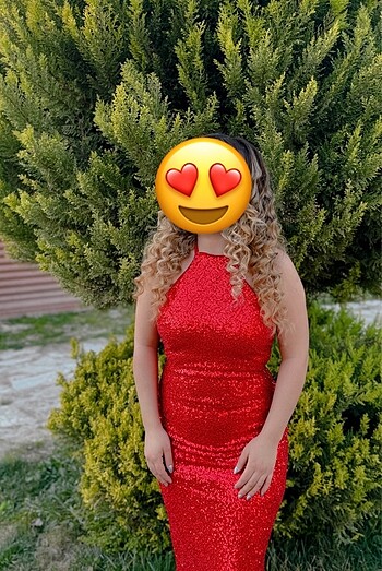 s Beden Kırmızı midi boy abiye elbise