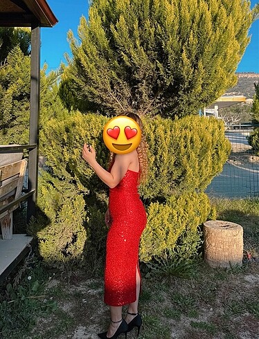 Zara Kırmızı midi boy abiye elbise
