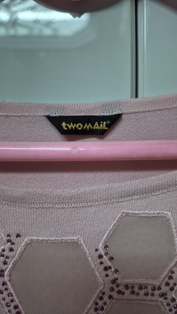 Pembe Örgü Kadın Tişört - Görsel 2