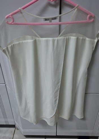 Beyaz Askılı Drapeli Kadın Bluz - Görsel 4