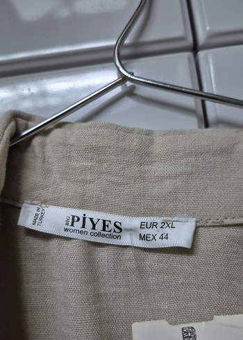 Bej Kolsuz Uzun Keten Elbise - Görsel 2