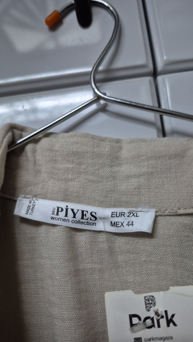 Bej Kolsuz Uzun Keten Elbise - Görsel 2