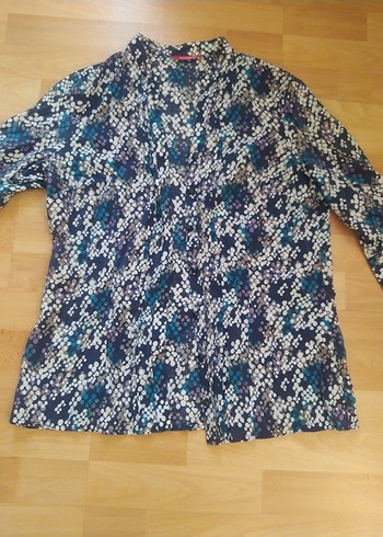 xl Beden mavi Renk Mavi Gri Yılan Desenli Uzun Kollu Gömlek