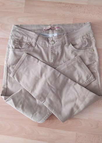 s Beden camel Renk Bej Kadın Normal Boy Denim Pantolon