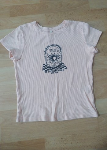 Kız Çocuk Pembe Kısa Kollu Baskılı Tişört - Görsel 2