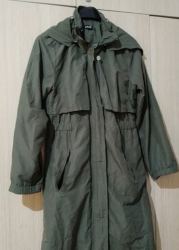 kadın Haki Düğmeli Midi Yağmurluk - Görsel 8