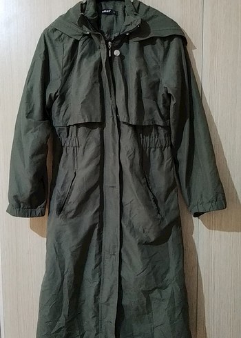 kadın Haki Düğmeli Midi Yağmurluk - Görsel 7