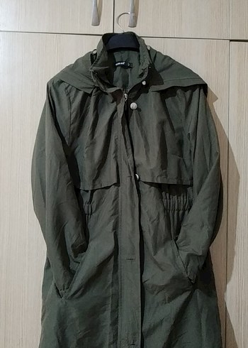 kadın Haki Düğmeli Midi Yağmurluk - Görsel 3