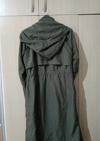 kadın Haki Düğmeli Midi Yağmurluk - Görsel 4