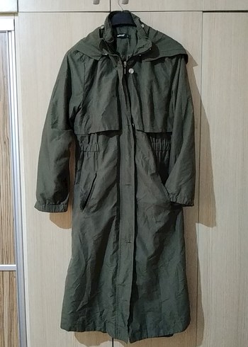 kadın Haki Düğmeli Midi Yağmurluk - Görsel 6