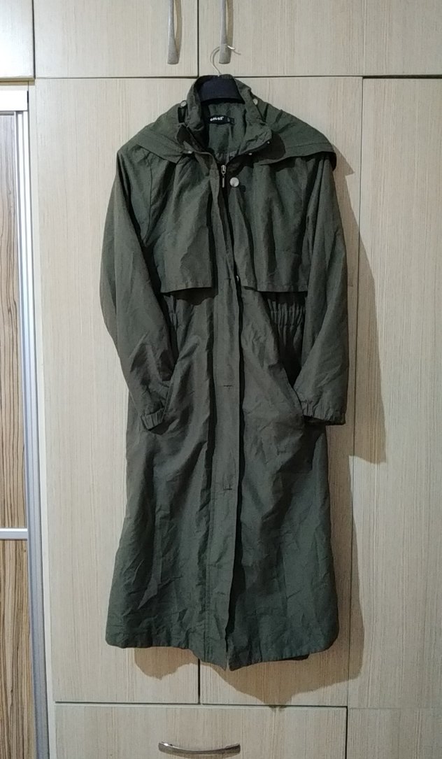 kadın Haki Düğmeli Midi Yağmurluk - Görsel 5