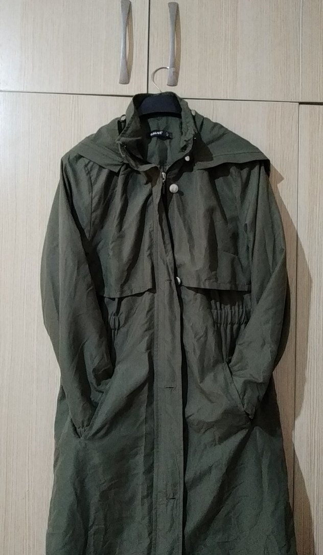 kadın Haki Düğmeli Midi Yağmurluk - Görsel 3