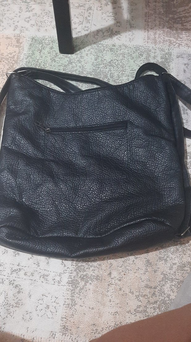 Siyah Deri Fermuarlı Kadın Çantası - Görsel 3