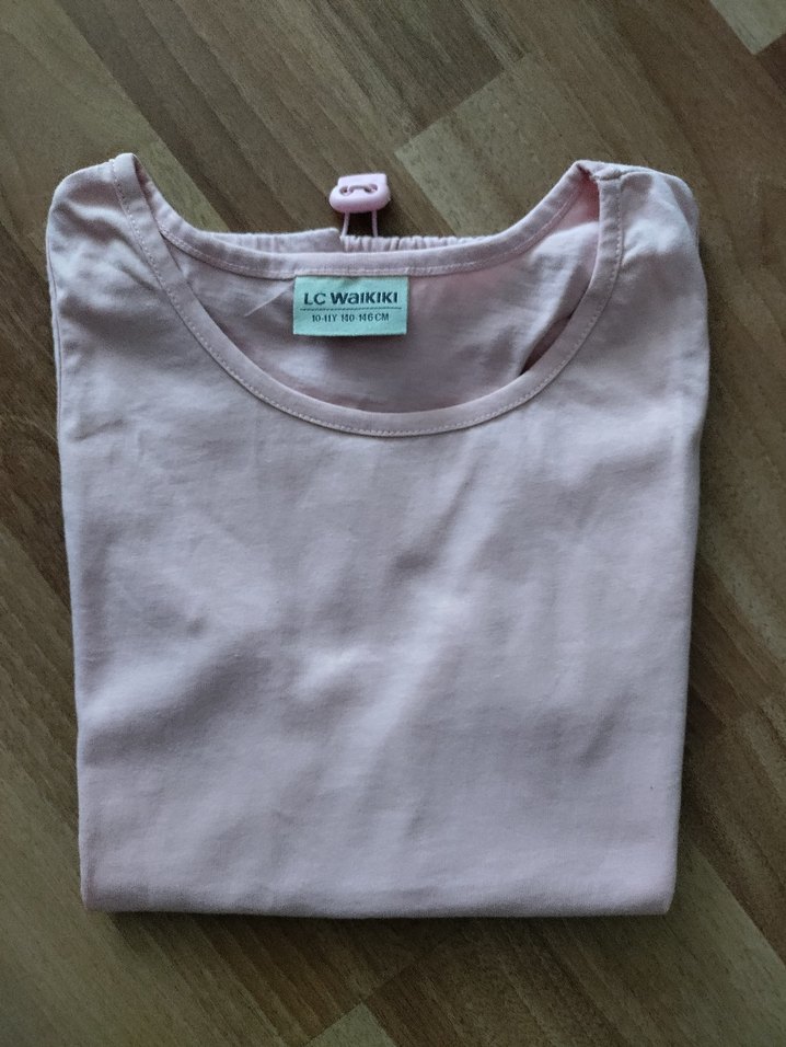 pembe Yan Detaylı sıfır kol tişört - Görsel 2