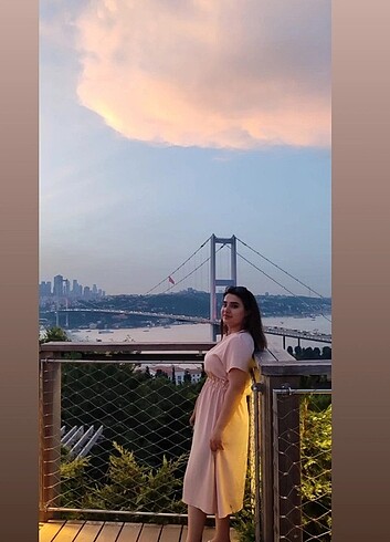 Pudra renk elbise - Görsel 2