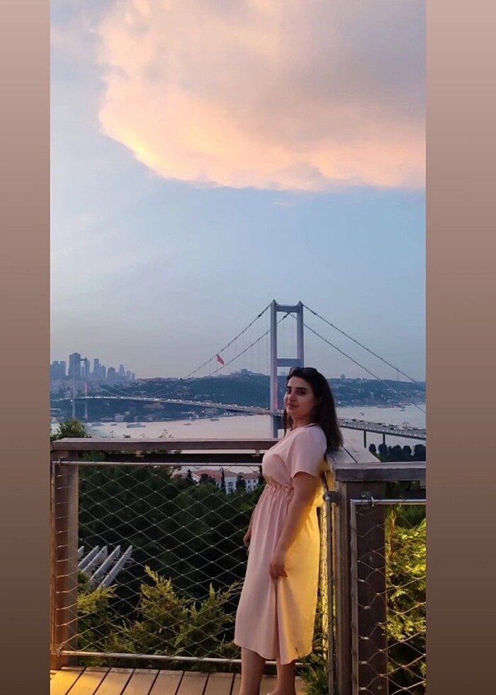 Pudra renk elbise - Görsel 2