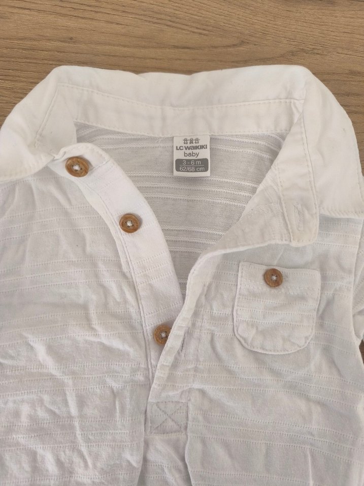 Beyaz Keten Uzun Kollu Bebek Zıbın Gömlek - Görsel 2