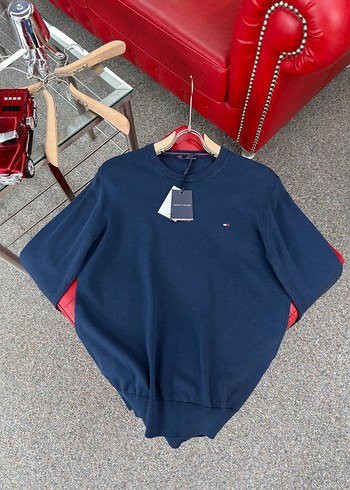 Tommy Hilfiger Lacivert Bisiklet Yaka Triko
