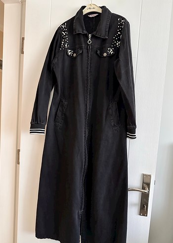 Düğmeli Siyah Nakışlı trenç /pardüse - Görsel 2