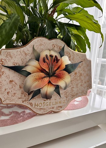 Bej Vintage Çiçek kapı süsü - Görsel 3