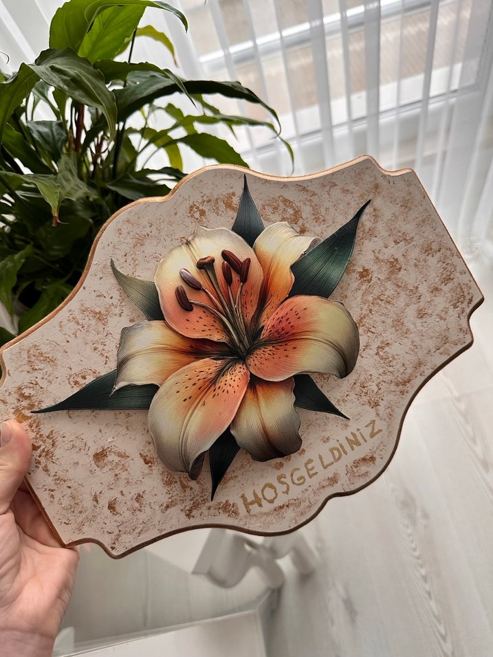 Bej Vintage Çiçek kapı süsü - Görsel 5