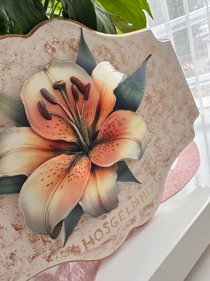 Bej Vintage Çiçek kapı süsü - Görsel 4