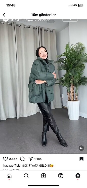 Diğer Sıfır ürün Oversize şişme mont pofuduk