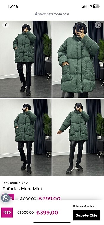 Sıfır ürün Oversize şişme mont pofuduk