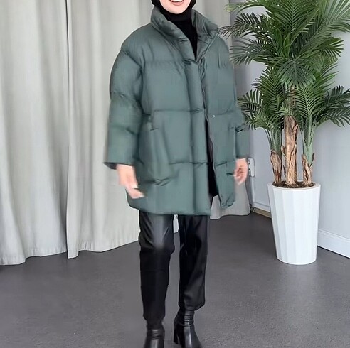 universal Beden Sıfır ürün Oversize şişme mont pofuduk