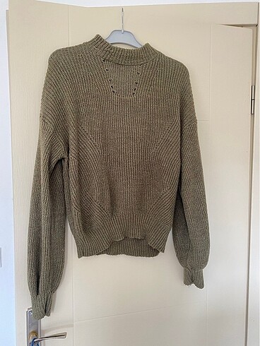 Mango yün örme kazak oversize haki yeşil