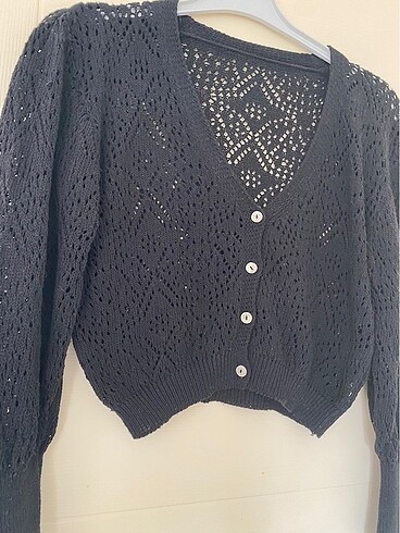 m Beden Örme hırka crop siyah
