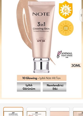 Note 3in1 Işıltılı BB Krem SPF50 30ml