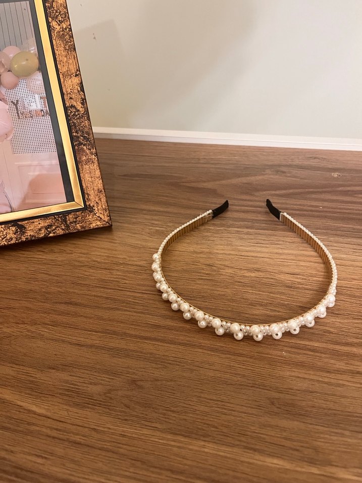 Boncuklu Krem taç - Görsel 2