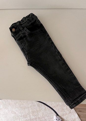 Düğmeli Siyah Erkek bebek Kot Pantolon - Görsel 3