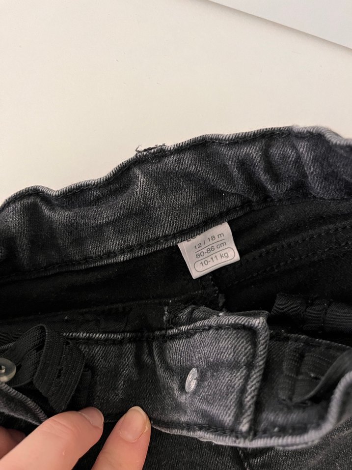 Düğmeli Siyah Erkek bebek Kot Pantolon - Görsel 4