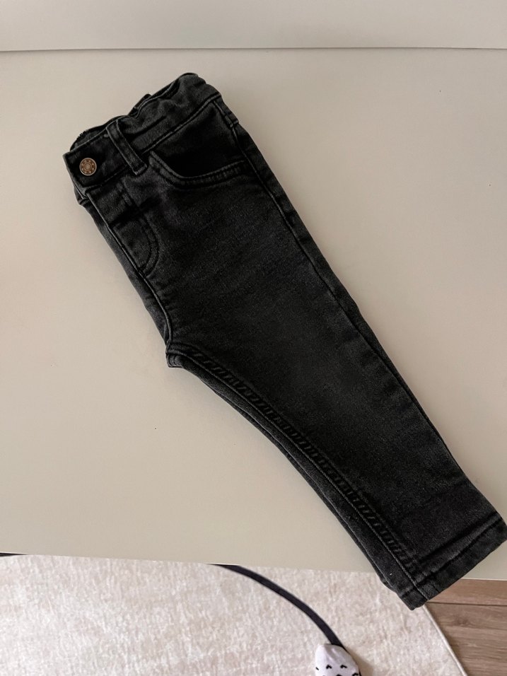 Düğmeli Siyah Erkek bebek Kot Pantolon - Görsel 3