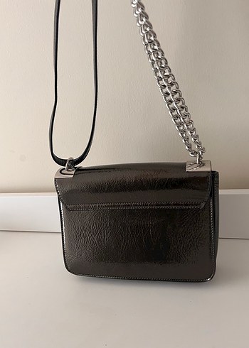 Zincir Detaylı Antrasit Deri Çanta - Görsel 2