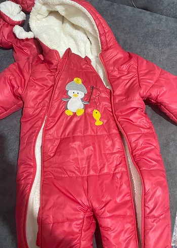 Kürklü Pembe Kız Bebek Kar Tulumu - Görsel 2